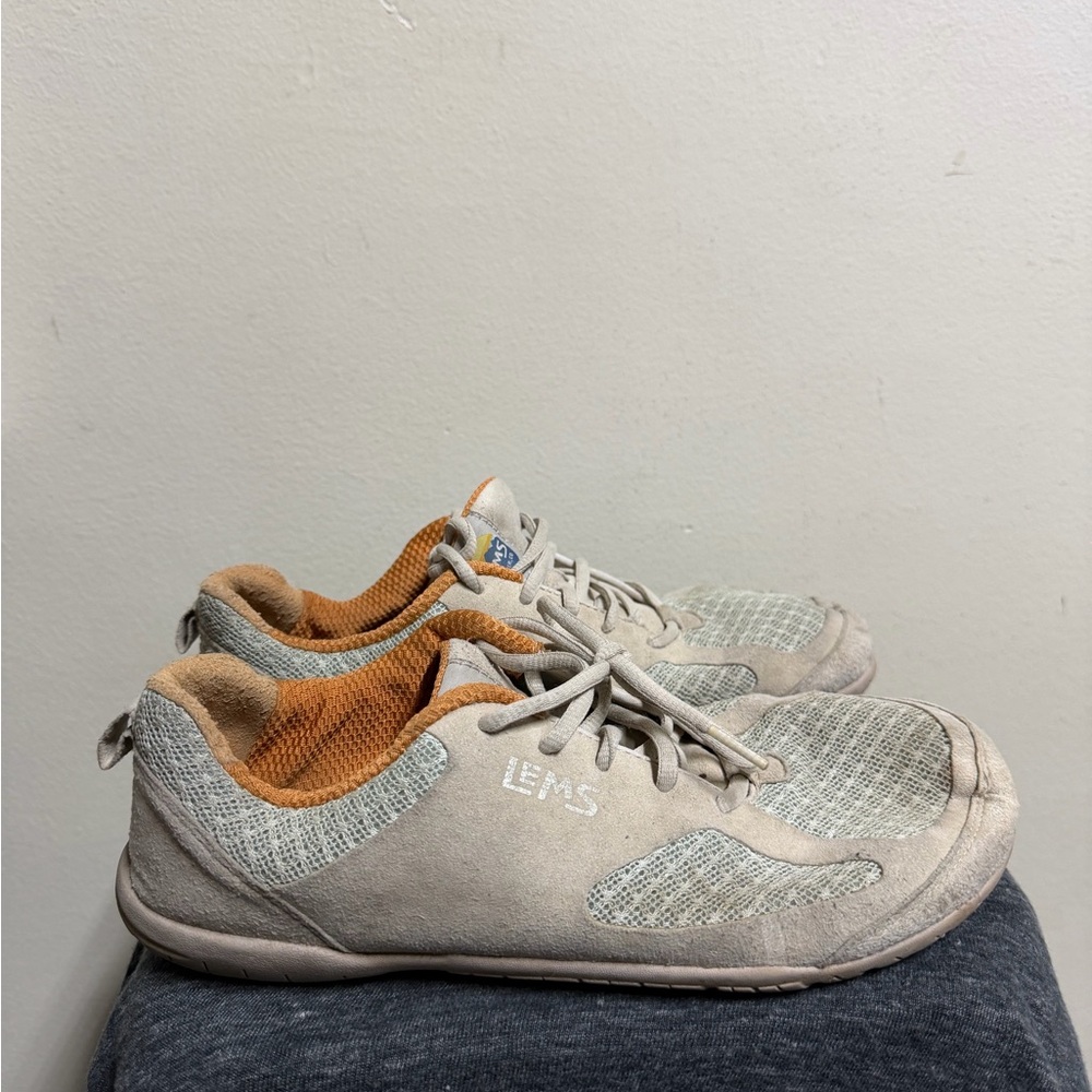 Lems Lightweight Beige Walking Shoes with Orange Lining